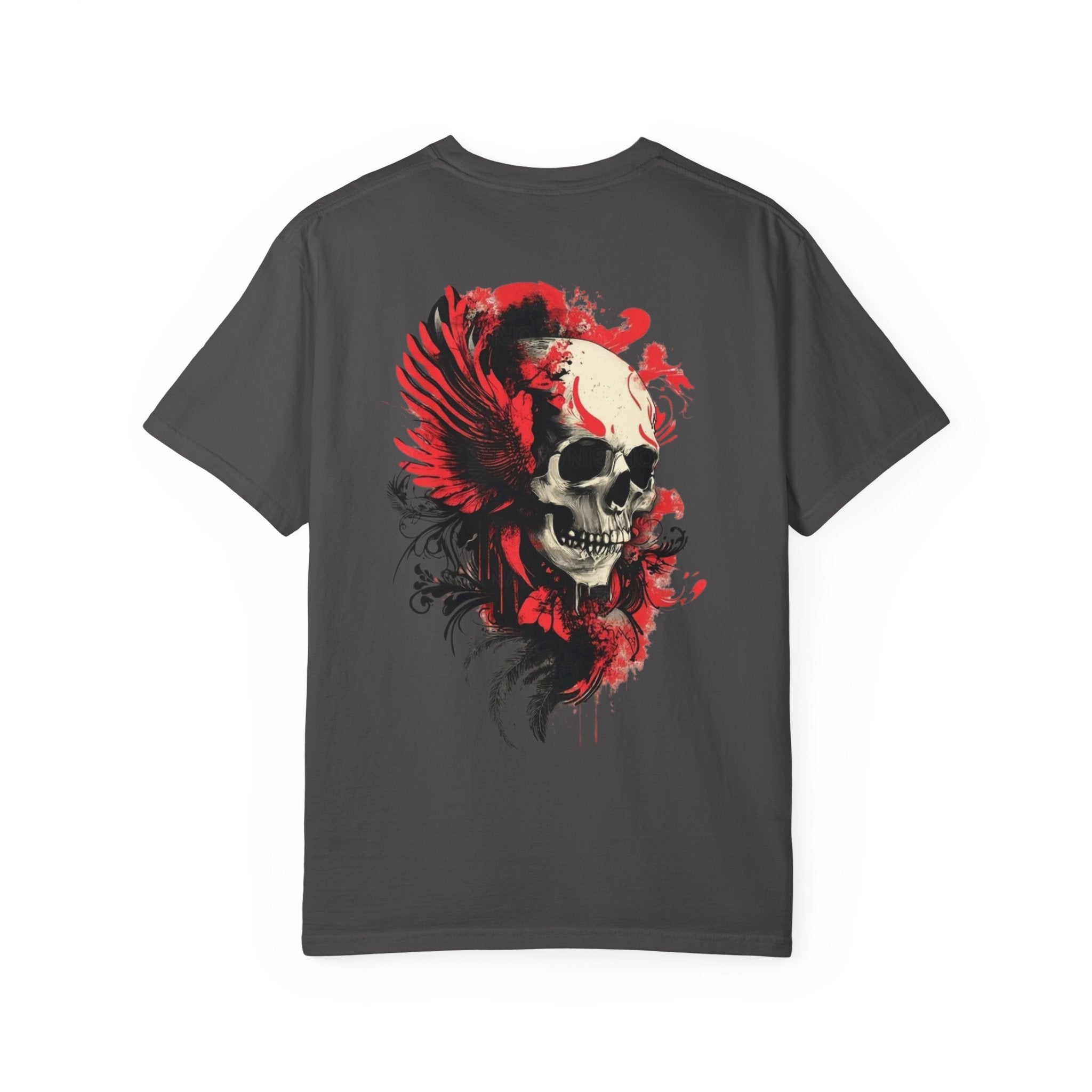 Bold Graphic T-shirt with Skull and Rose Design, Unisex Vintage Tee, Edgy Streetwear, Gift for Music Lovers, Halloween Apparel