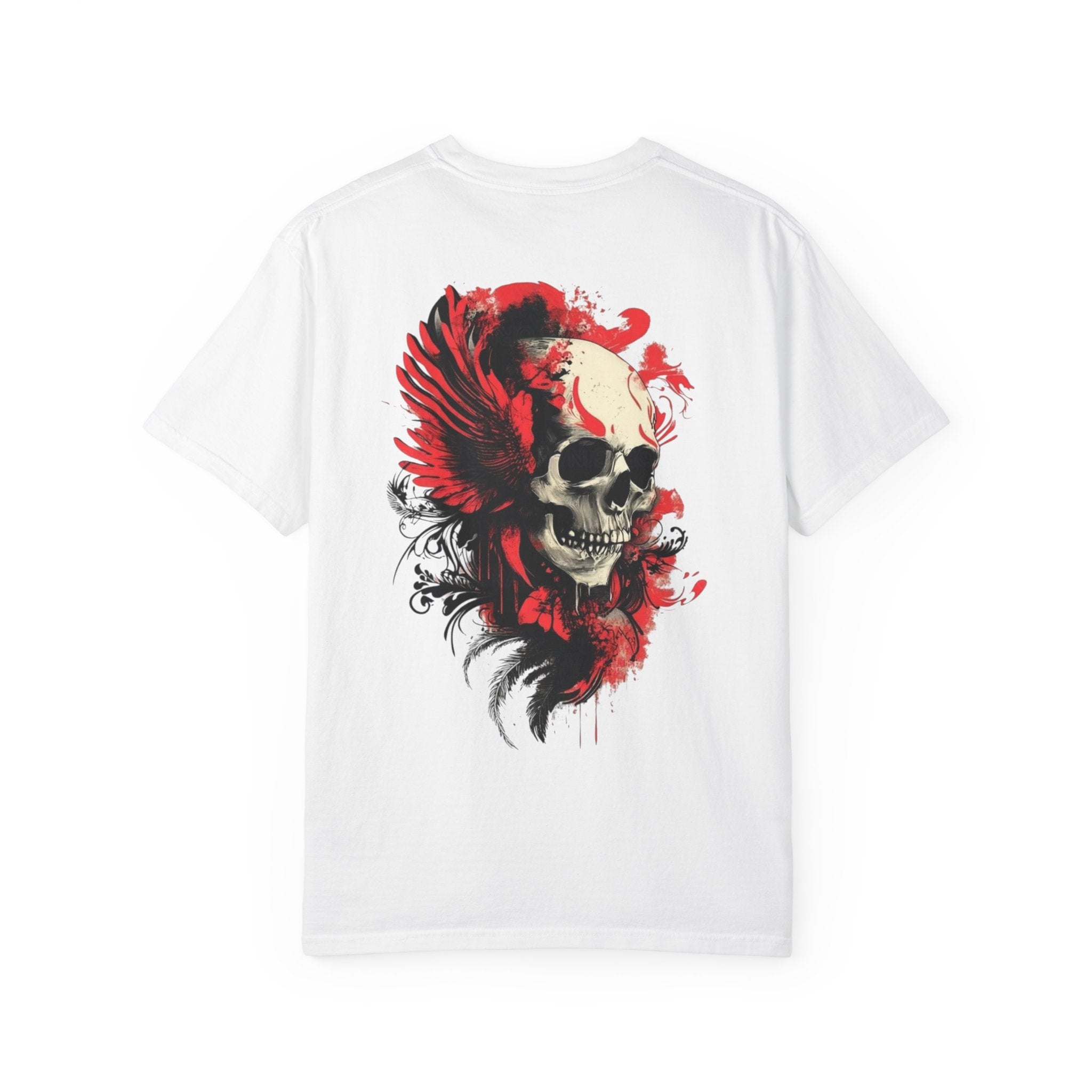 Bold Graphic T-shirt with Skull and Rose Design, Unisex Vintage Tee, Edgy Streetwear, Gift for Music Lovers, Halloween Apparel
